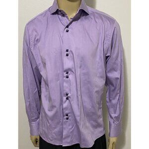 Claudio Lugli Mens XL Slim Cut Light Purple Long Sleeve Flip Cuff Dress Shirt